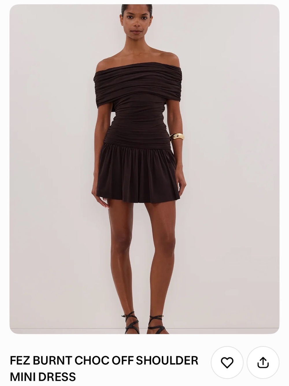 DISSH Burnt Chocolate Off-Shoulder Mini Dress